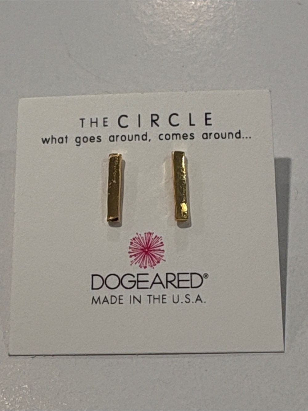 Dogeared Gold Plated Bar Stud Earrings New